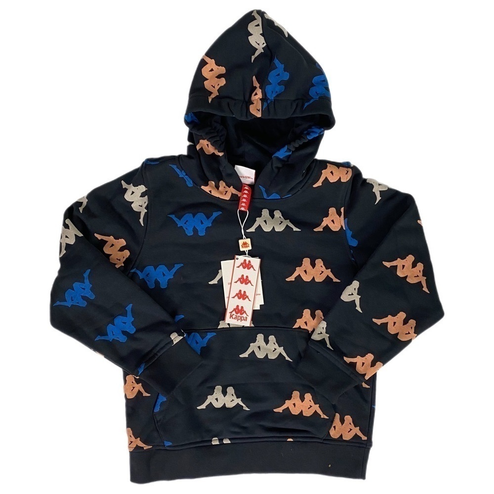 Kappa Kids' Authentic Sneek Print‎ Hoodie Size 8Y Black-Orange-Blue